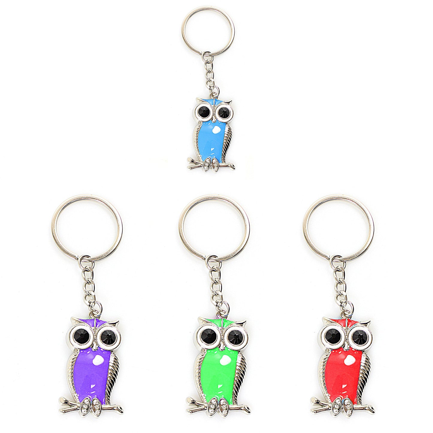 Metal Owl Keychains Keyring 4.5 cm Assorted Colours 2522 A