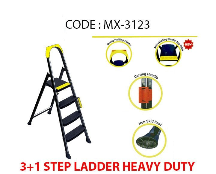 Step Ladder Heavy Duty 3+1 Diy Home Assorted Colours MX3123 / MX3103 ...