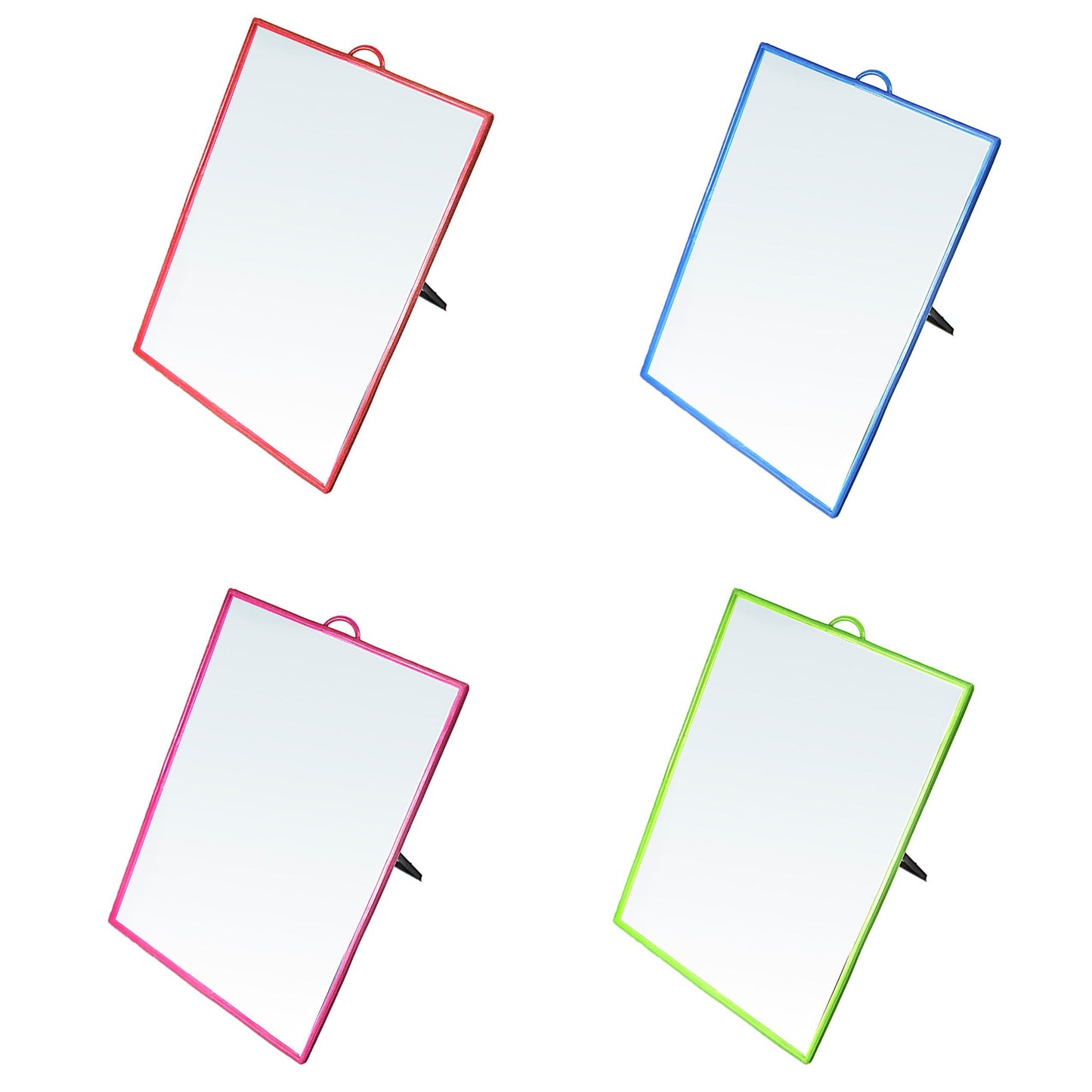Desk Table Plastic Coloured Border Square Shaped Mirror 30 x 40cm Assorted Colours 0179 (Parcel Rate)