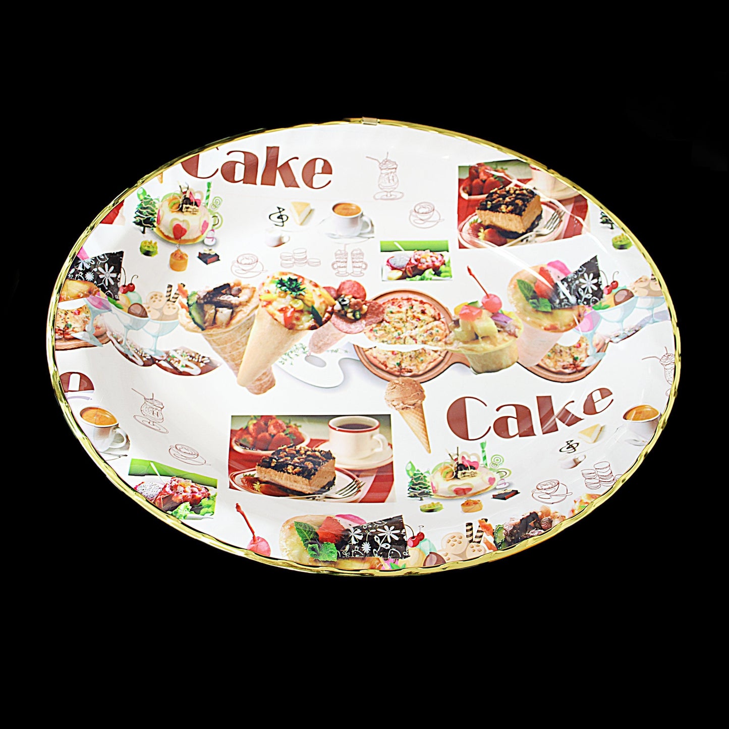 Plastic Oval Coffee Tea Serving Tray with Printed Design 45cm x 35 x 5cm Assorted Designs 1387 (Parcel Rate)
