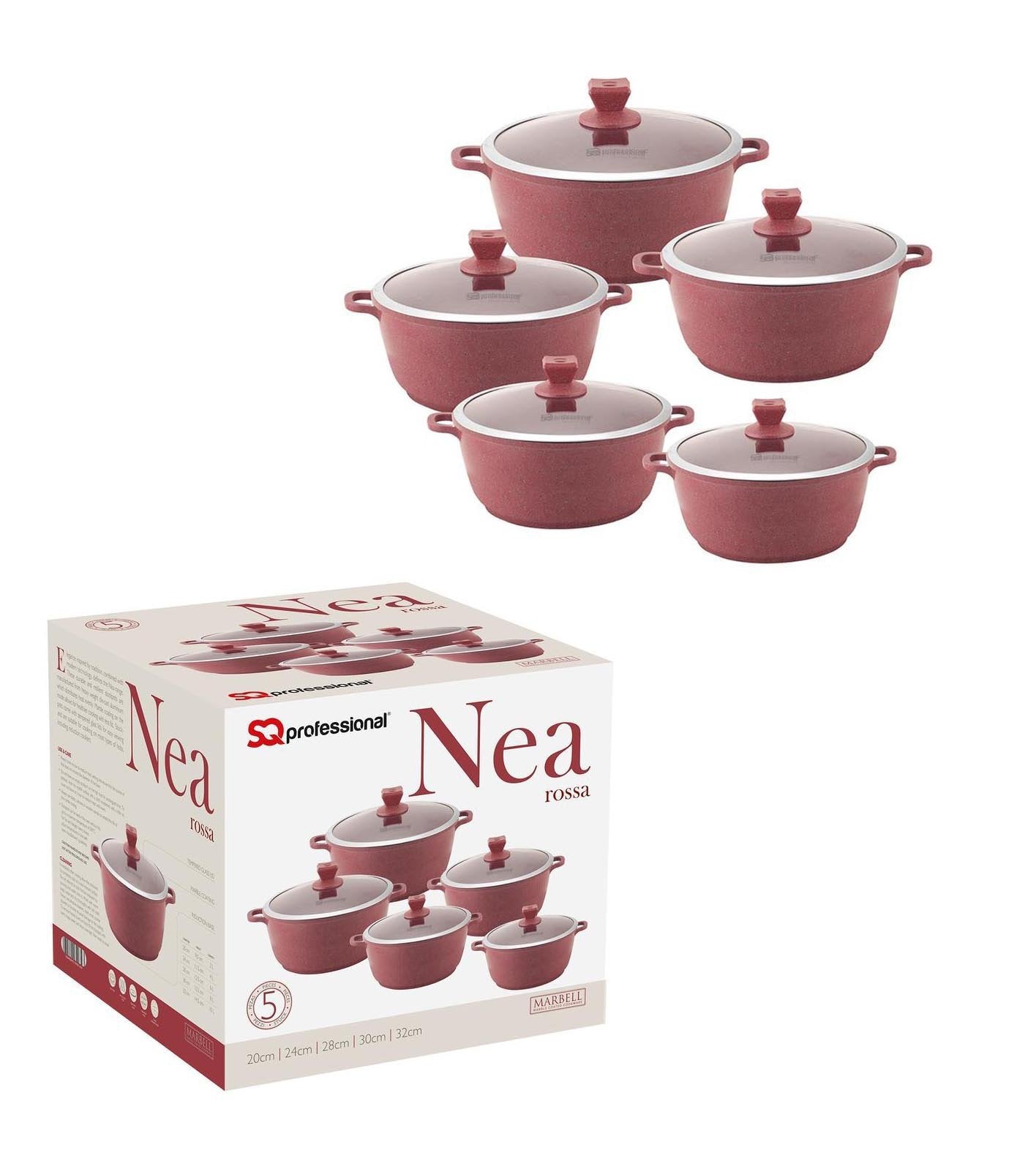 SQ Professional Nea Marbell Effect Diecast Stockpot Set of 5 Rossa 6759 (Big Parcel Rate)