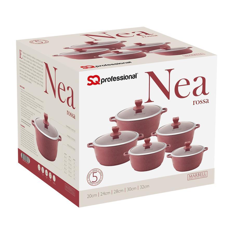 SQ Professional Nea Marbell Effect Diecast Stockpot Set of 5 Rossa 6759 (Big Parcel Rate)