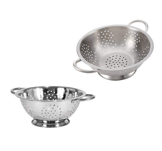 SQ Professional Stainless Steel Kitchen Colander Strainer with Handles 28cm 0585 / 3231 A (Parcel Rate)
