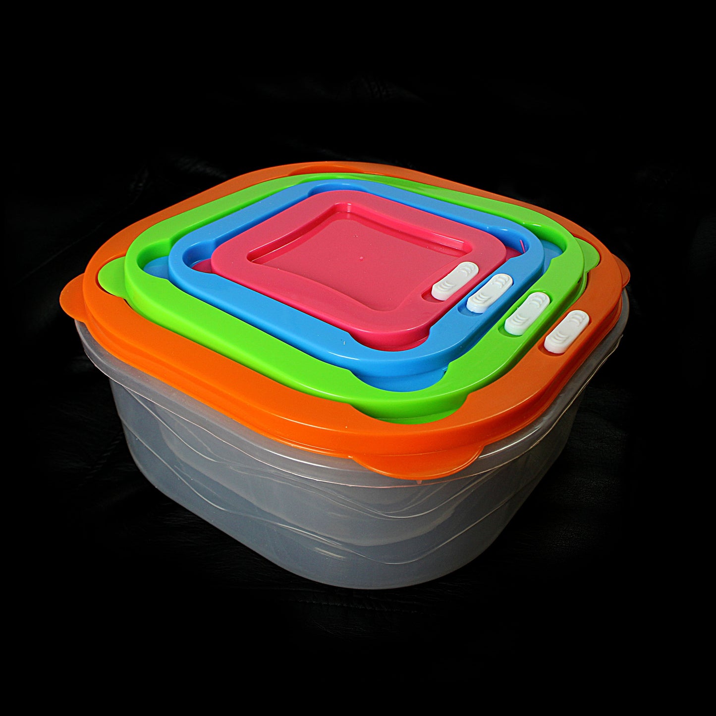 Plastic Square Food Storage Containers Set of 4 0401 (Parcel Rate)