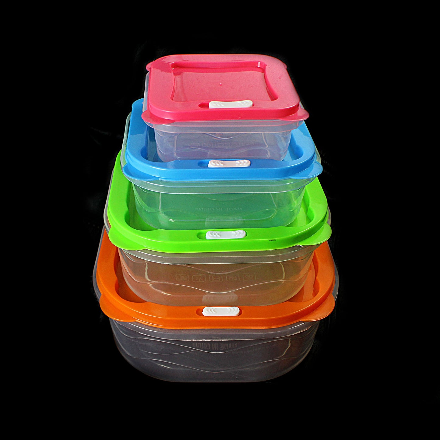 Plastic Square Food Storage Containers Set of 4 0401 (Parcel Rate)