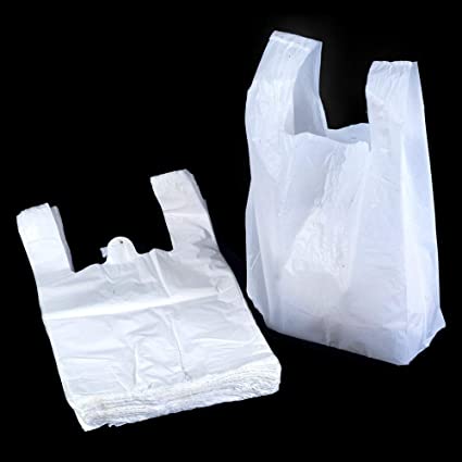 700  Piece Premium Large White Vest Style Plastic Carriers Shopping Bags 11 x 17 x 21" WP7 (Parcel Rate)