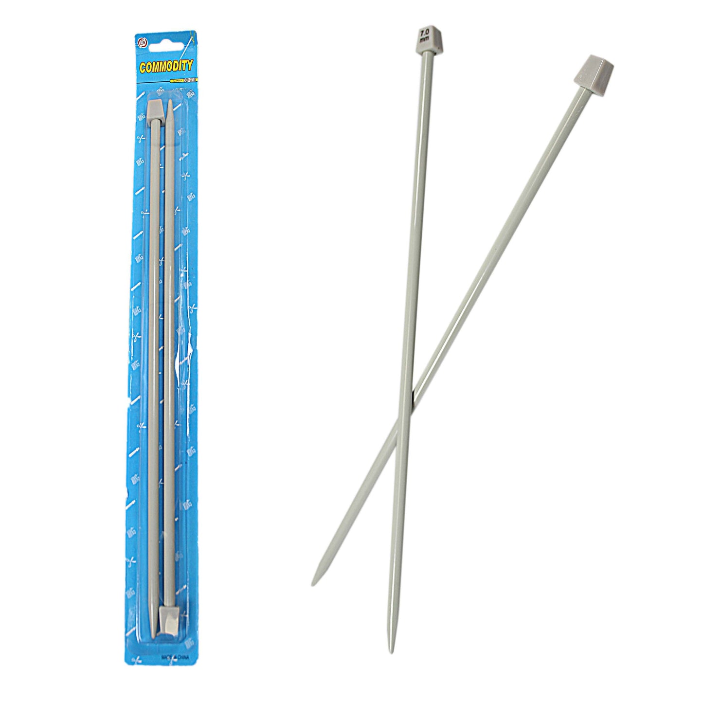 Plastic Knitting Needles Pack of 2 7mm 36cm 00660
