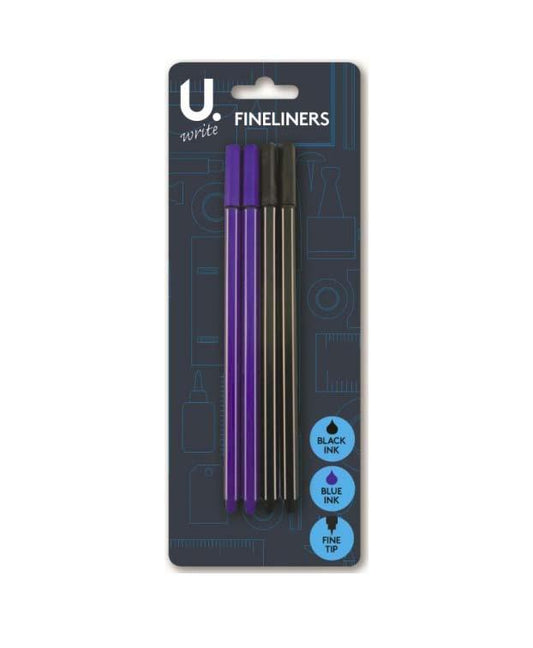 Fineliner Pens Pack of 4 Assorted Colours P2331 (Large Letter Rate)