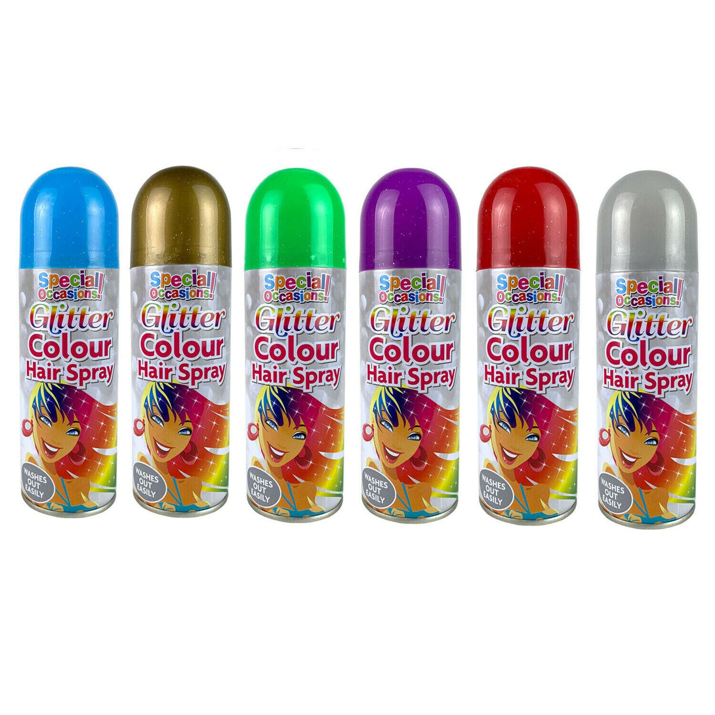 Rapide Washable Glitter Colour Hairspray 200ml Assorted Colours 5509 (Parcel Rate)