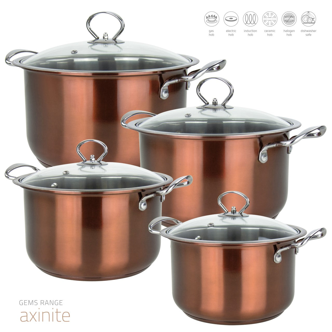 SQ Professional Gems Stainless Steel Stockpot Set of 4 Axinite 18-20-2 ...